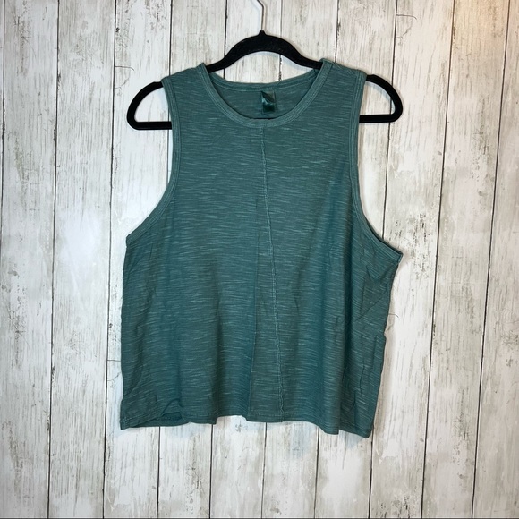 Alternative Crop High Neck Tank Large Green Crew Neck - Picture 1 of 8